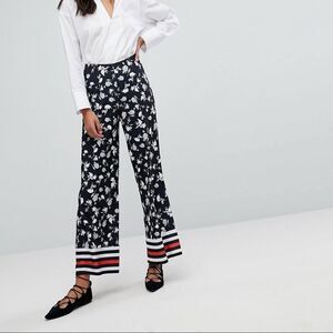 ASOS Black Floral Wide Leg Palazzo Pants 6